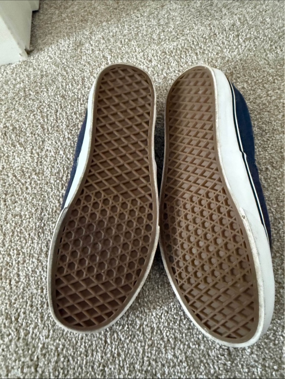 Vans Men’s Navy Canvas Sneakers with Brown Accents - Picture 2 of 3